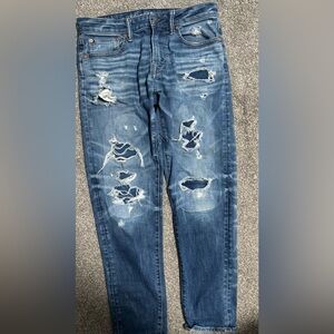 American Eagle Outfitters Relaxed Blue Distressed Jeans